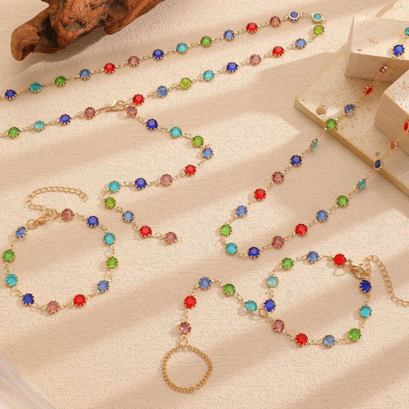 Браслет слейв радужное созвездие с разноцветными камнями