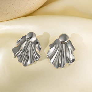 Серебристые фактурные серьги-пусеты Капли CJH31974