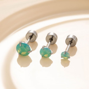 Одиночная серьга-пусет для пирсинга (зеленый опал) CJH16216 Одиночная серьга-пусет для пирсинга (зеленый опал) CJH16216