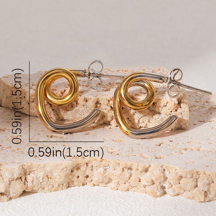 Серьги Висячие Спирали биколор CJM68538
