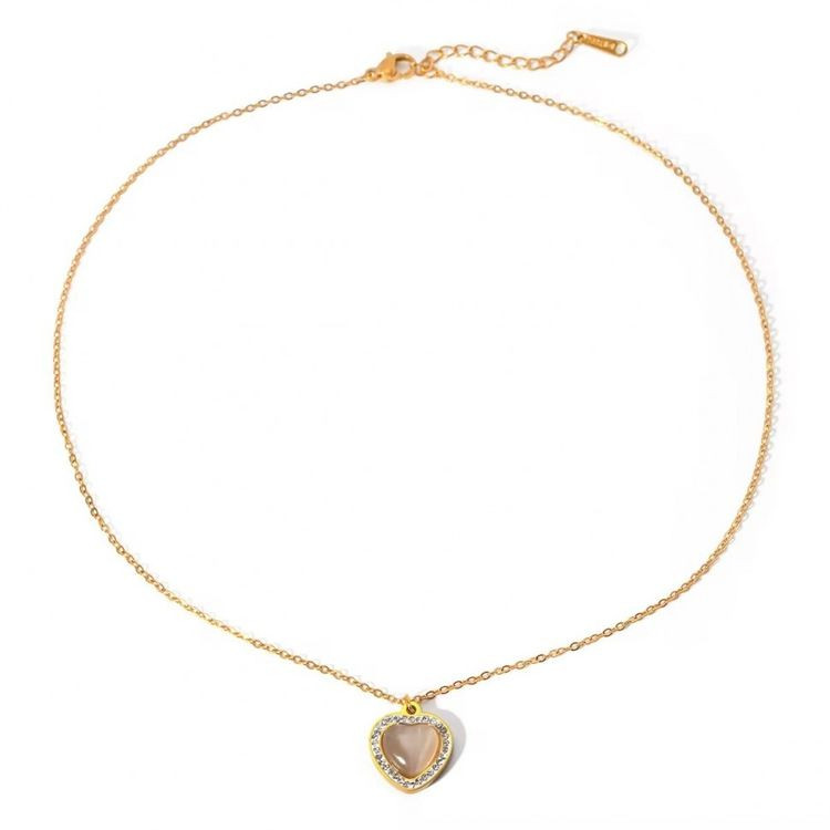 Романтичная цепочка с кулоном в форме перламутрового сердца J10899CJJ Романтичная цепочка с кулоном в форме перламутрового сердца J10899CJJ