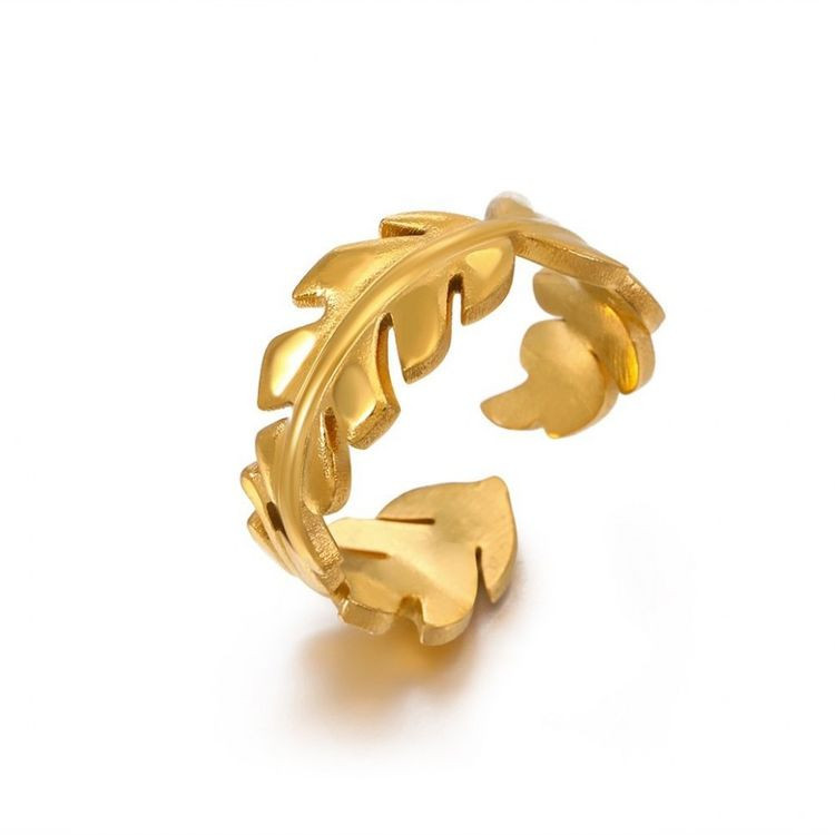 Разомкнутое кольцо в виде переплетающихся золотых листьев J10334CJJ