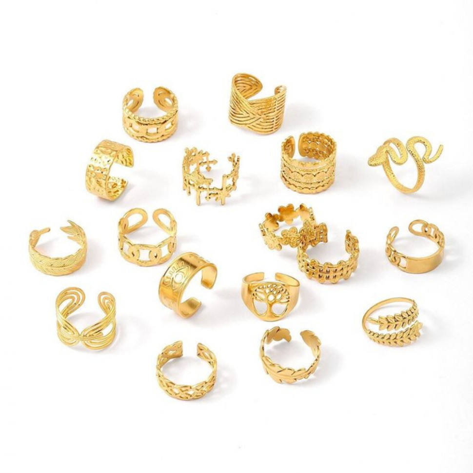 Разомкнутое кольцо в виде переплетающихся золотых листьев J10334CJJ