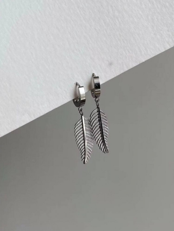 Минималистичные стальные серьги-листочки 1J10870(CJJ)