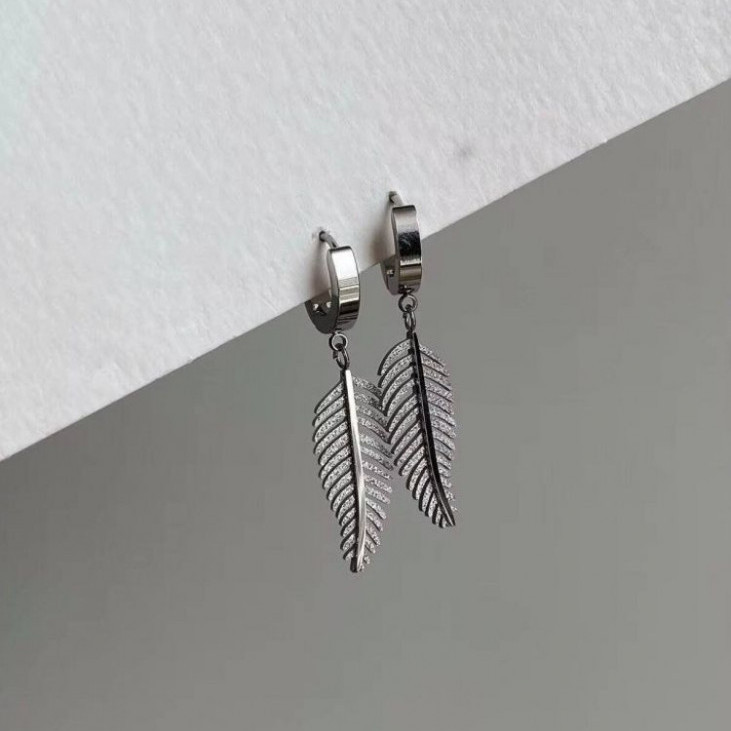 Минималистичные стальные серьги-листочки 1J10870(CJJ)