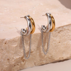 Серьги Висячие Двухцветные дуги CJR63445 Серьги Висячие Двухцветные дуги CJR63445