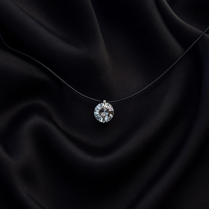Минималистичное колье-невидимка с одиночным кристаллом J11449CJJ
