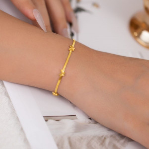 Браслет утонченный с геометрическими звеньями в форме ромбов CJL30229