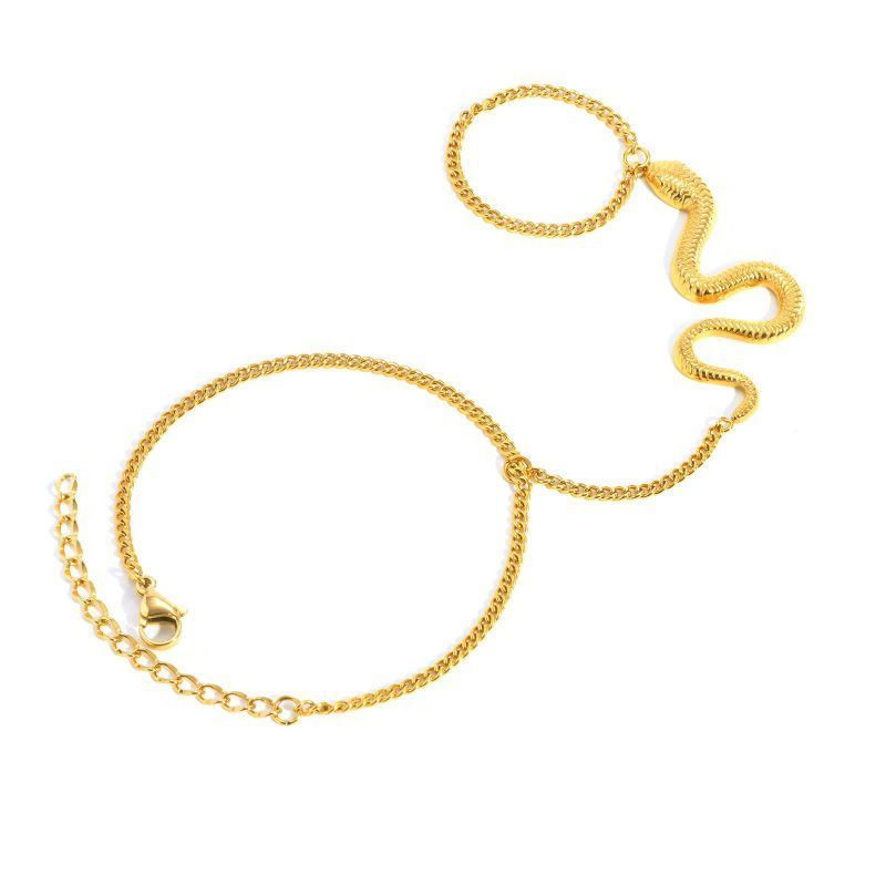 Браслет слейв золотая змея в изящном изгибе CJM22737