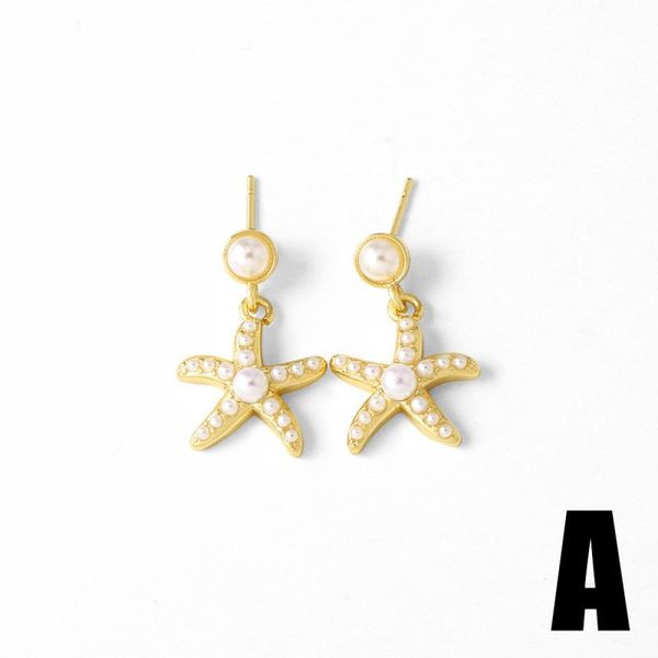 Серьги-пусеты Морские звезды с жемчугом CJL45961 Серьги-пусеты Морские звезды с жемчугом CJL45961