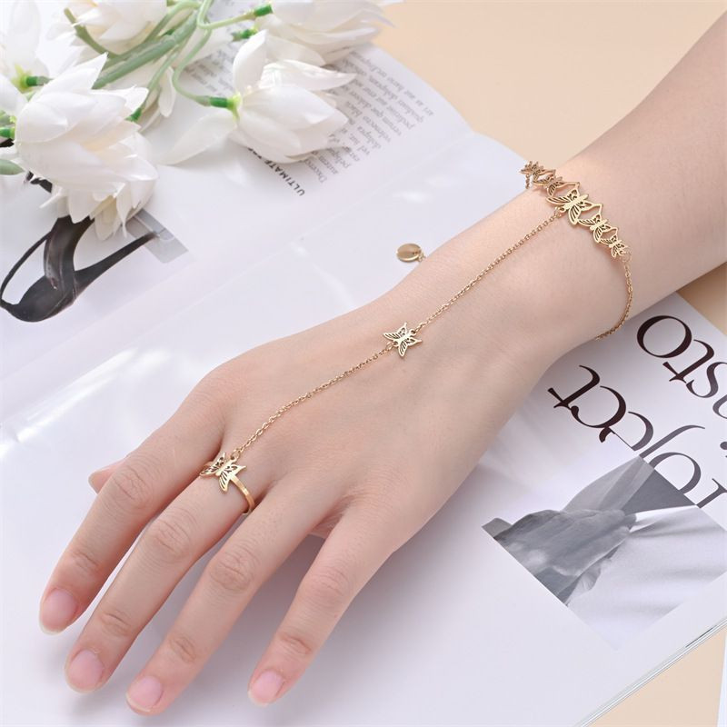 Браслет слейв нежные сердца в золотом исполнении