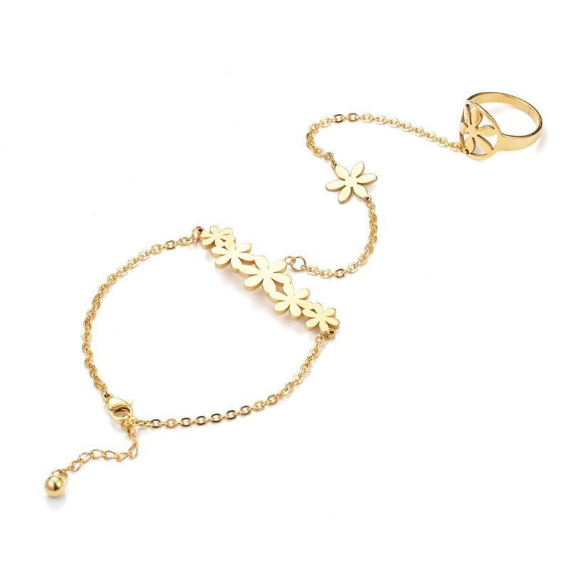 Браслет слейв нежные сердца в золотом исполнении