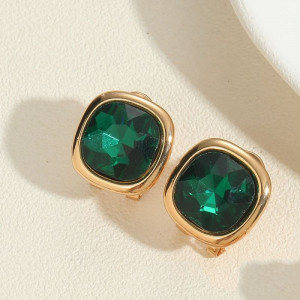 Серьги-клипсы Квадраты с зеленым камнем CJC96653 Серьги-клипсы Квадраты с зеленым камнем CJC96653