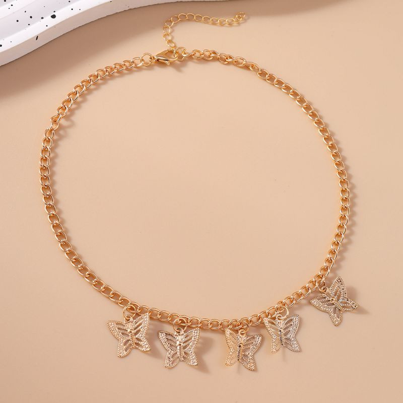 Цепочка золотистого цвета с подвесками в форме порхающих бабочек CJH91392