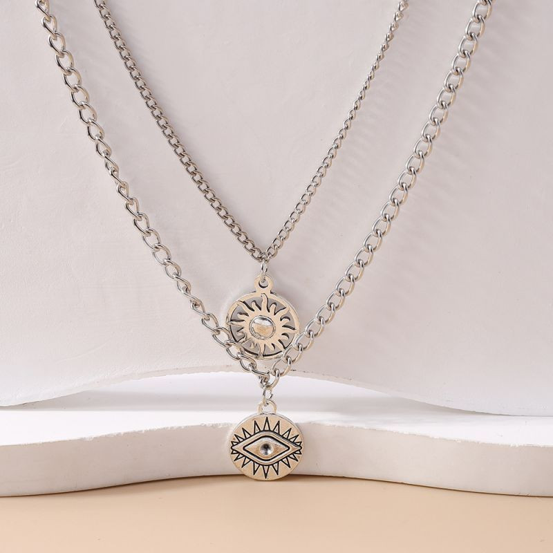 Двойная цепочка с монетой и рельефным диском CJH14676