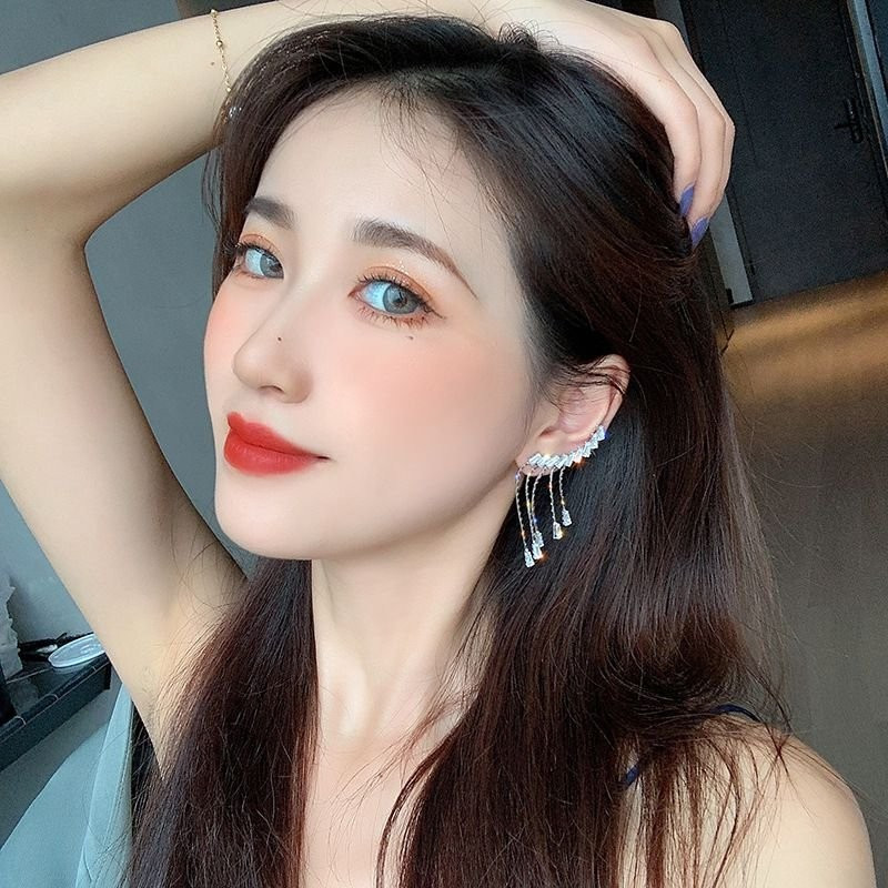 Серьги-каскады с хрустальными каплями M82476 Серьги-каскады с хрустальными каплями M82476