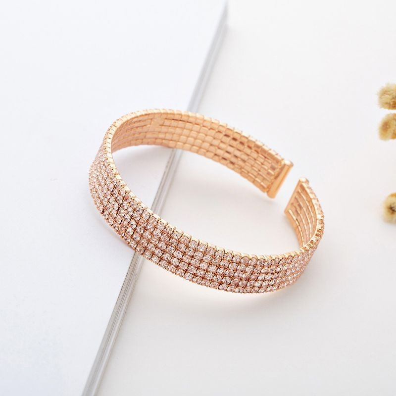 Браслет жесткий сетчатый с розовым мерцанием CJG24556