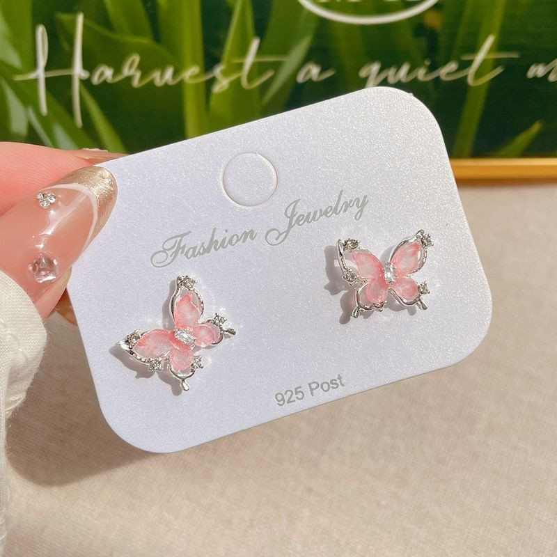 Серьги ювелирный сплав серебряный гвоздик бабочки J11560CJJ