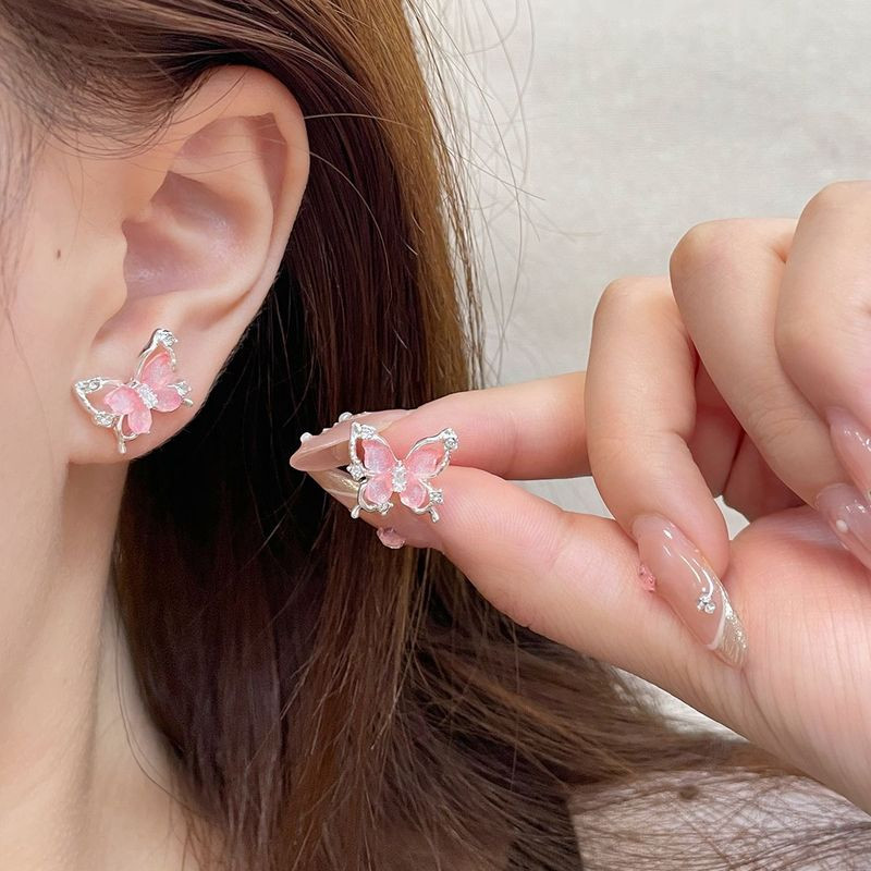 Серьги ювелирный сплав серебряный гвоздик бабочки J11560CJJ