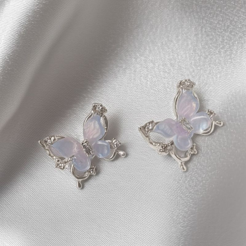 Серьги-пусеты Бабочки из ювелирного сплава на серебряном штифте 1J11560CJJ