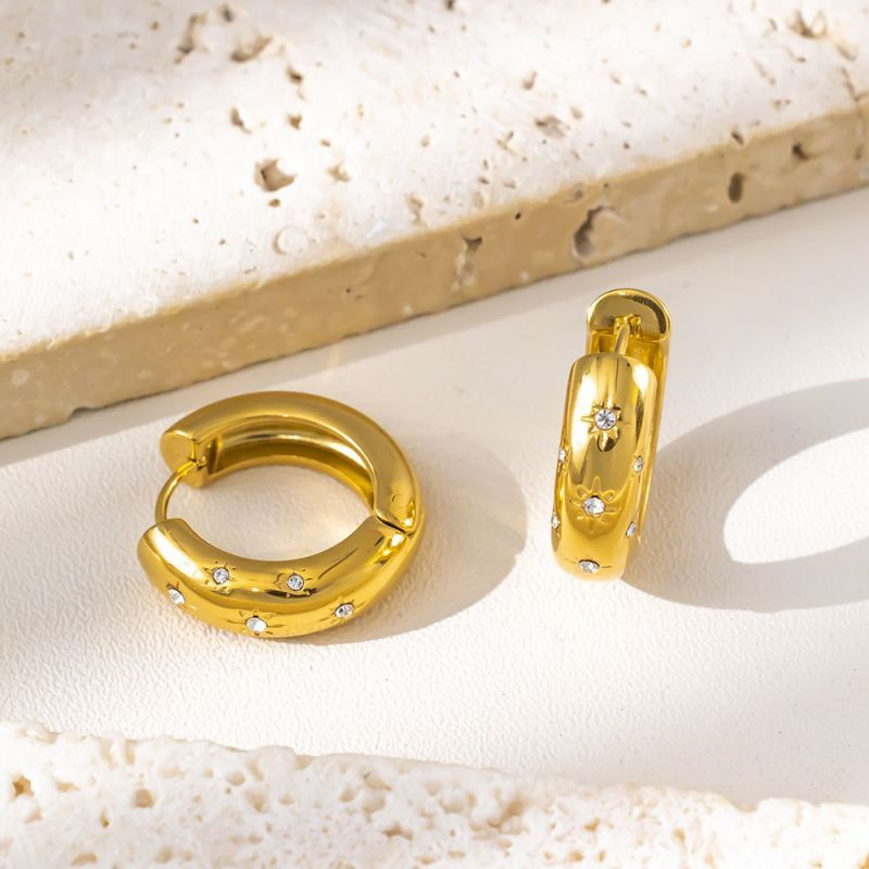 Серьги-кольца с точечной инкрустацией CJL30339 Серьги-кольца с точечной инкрустацией CJL30339