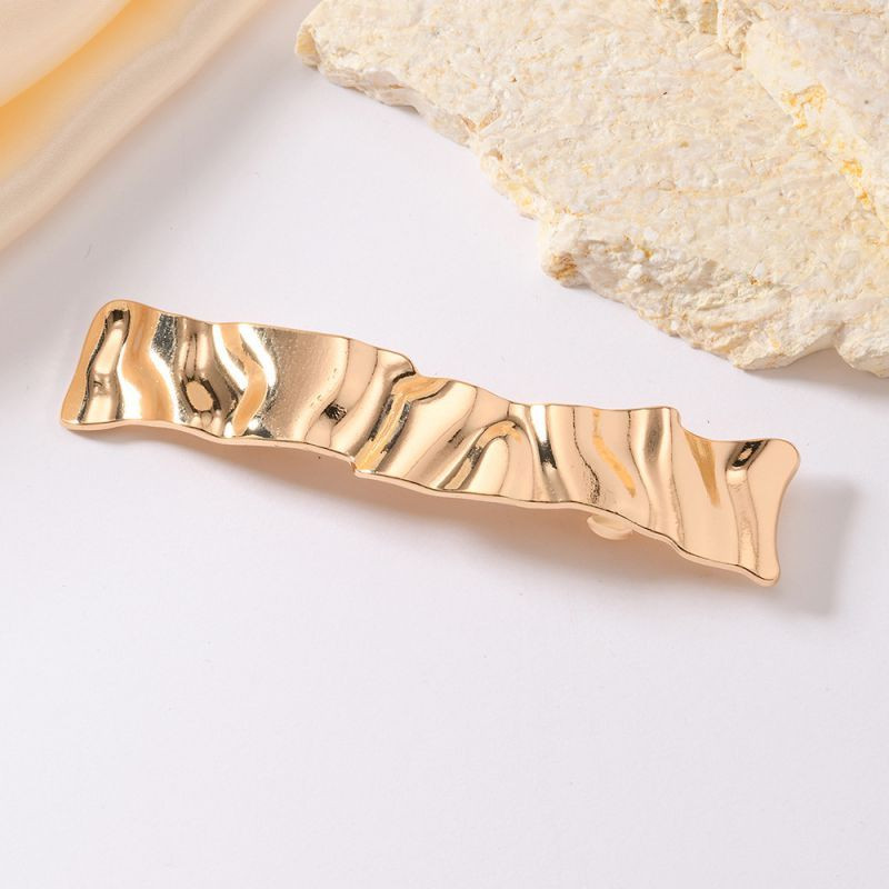 Заколка плиссированная из сплава золотая CJS95911