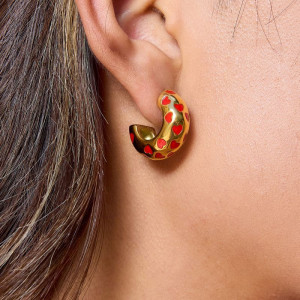Серьги-кольца с красной эмалью CJN94761