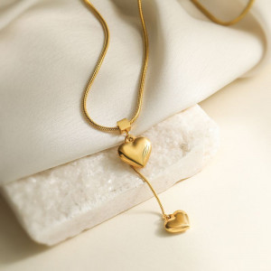 Цепочка-галстук с объемным сердцем CJL20475 Цепочка-галстук с объемным сердцем CJL20475