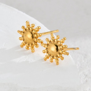 Золотистые серьги-пусеты Солнце CJH86111 Золотистые серьги-пусеты Солнце CJH86111