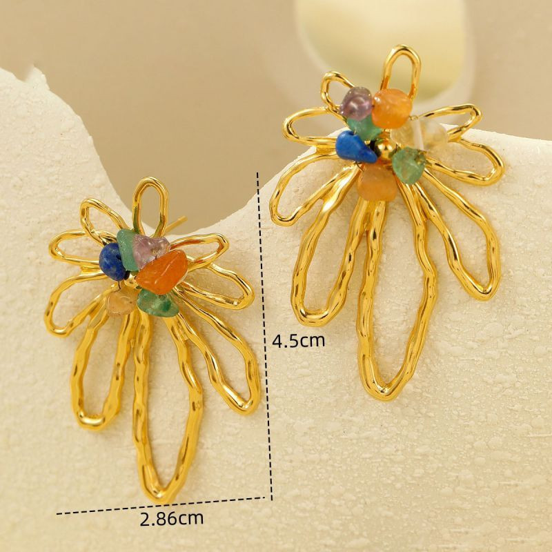 Серьги-пусеты Абстрактные цветы CJP37428 Серьги-пусеты Абстрактные цветы CJP37428