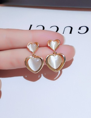 Серьги-подвески в форме двойных сердец L13567 Серьги-подвески в форме двойных сердец L13567