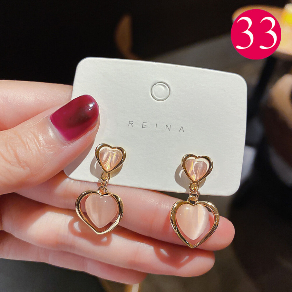 Серьги-подвески в форме двойных сердец L13567