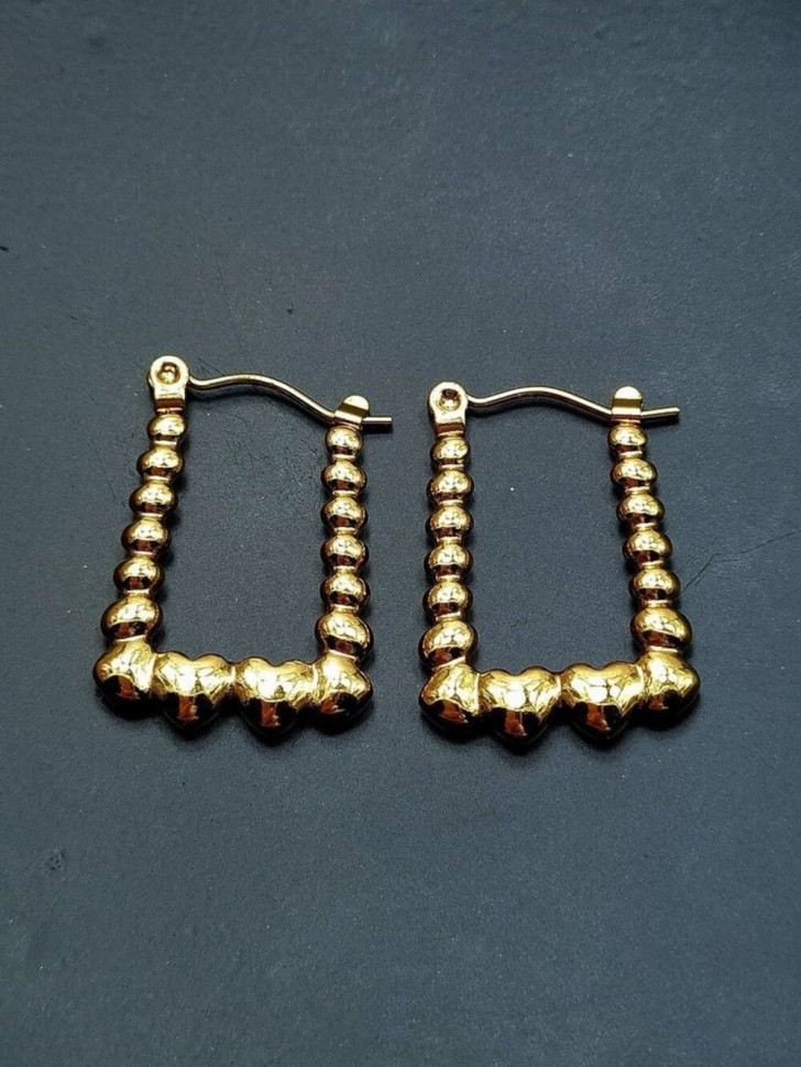 Стальные серьги-булавка прямоугольник с сердцами J10283CJJ