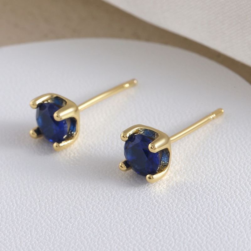 Серьги-гвоздики круглые с чёрной вставкой CJ13841