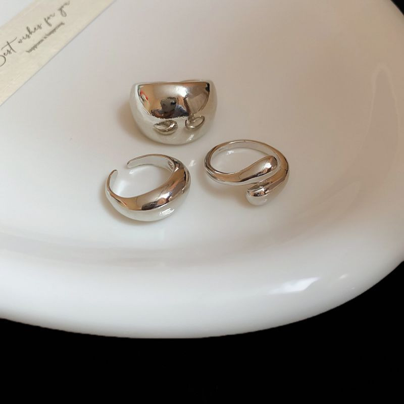 Комплект серебристых колец в стиле минимализм CJN49456