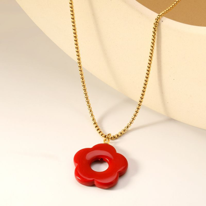 Золотистая цепочка с подвеской в форме цветка из камня CJL14557