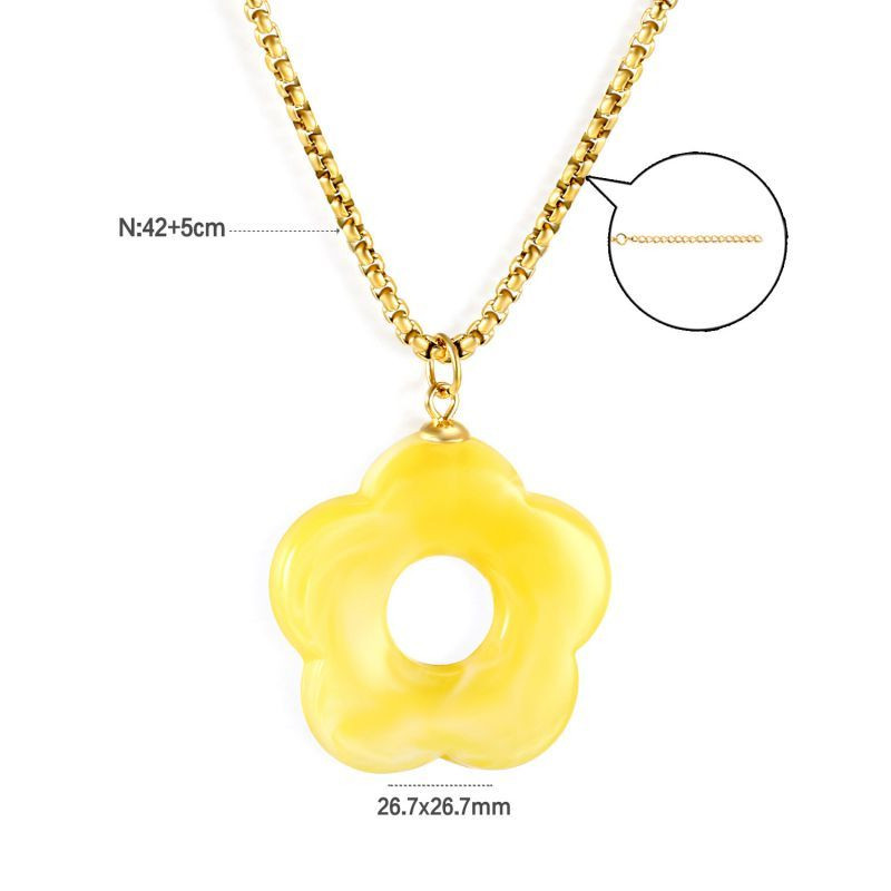 Золотистая цепочка с подвеской в форме цветка из камня CJL14557