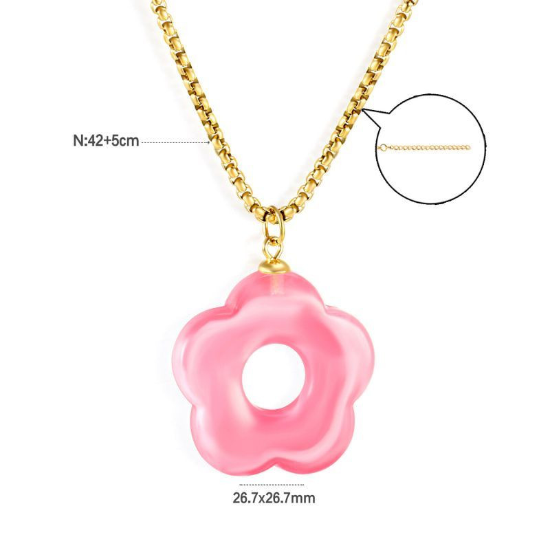 Золотистая цепочка с подвеской в форме цветка из камня CJL14557