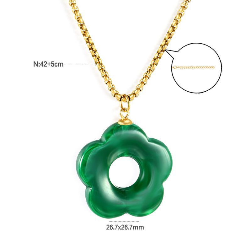 Золотистая цепочка с подвеской в форме цветка из камня CJL14557