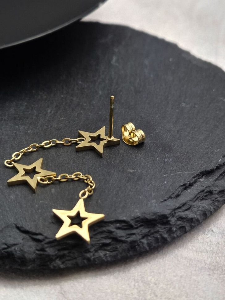 Серьги кольца из стали с напылением золотом J11538CJJ Серьги кольца из стали с напылением золотом J11538CJJ