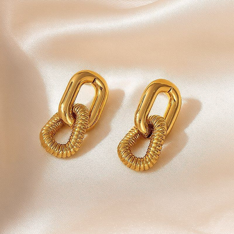 Серьги гвоздики титановая сталь напыление золотом 1J12522CJJ