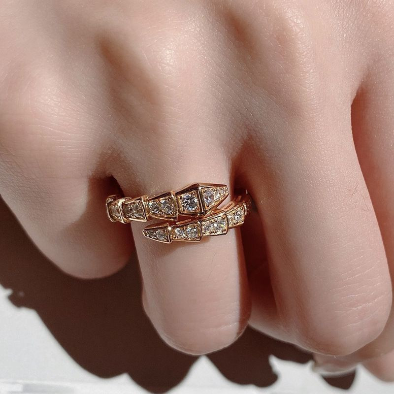 Кольцо медь с напылением золотом и фианитами змея 1J11963CJJ