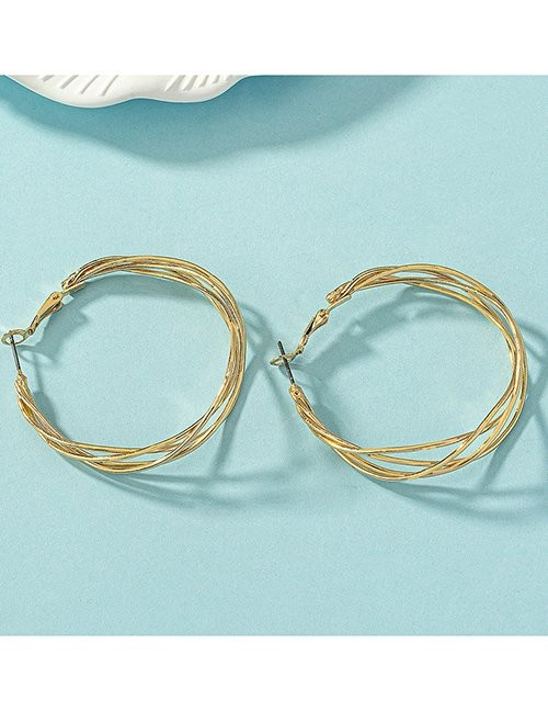 Многослойные серьги-кольца из тонких переплетенных нитей M17569