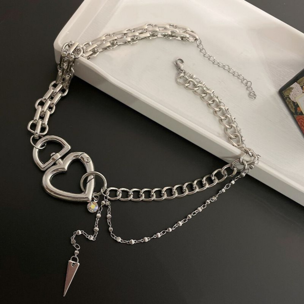 Многослойное колье-галстук в стиле гранж CJH56250 Многослойное колье-галстук в стиле гранж CJH56250