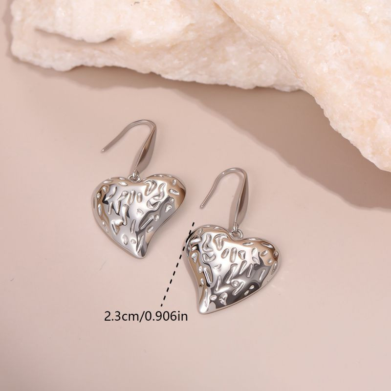 Серьги Висячие Мятые сердца CJR63448 Серьги Висячие Мятые сердца CJR63448