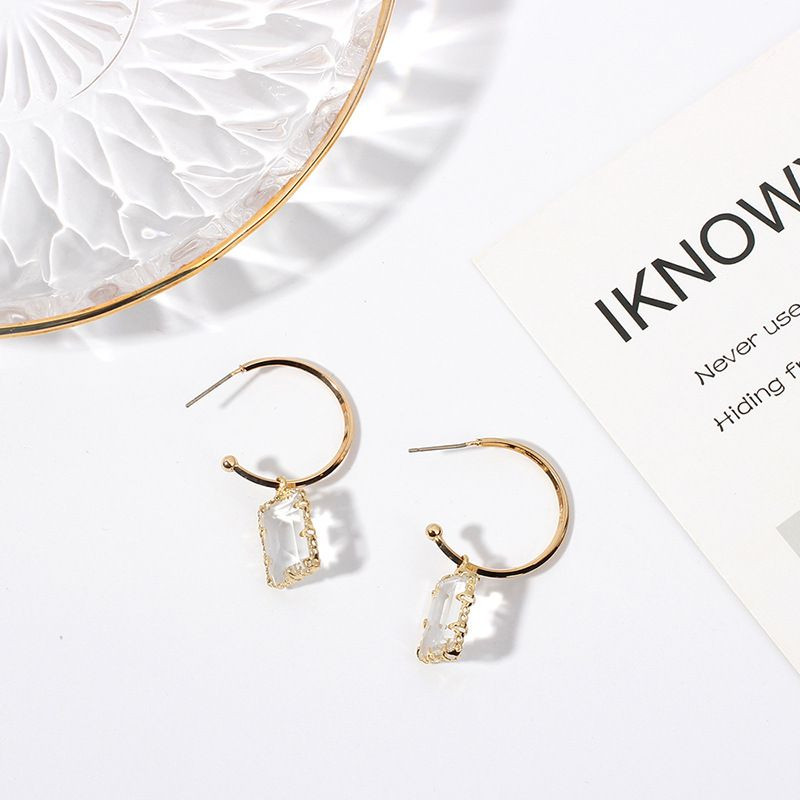 Серьги-петли с гранеными кристаллами CJL17407