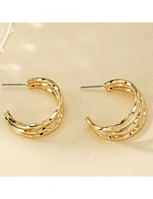 Ажурные многослойные серьги-кольца в золотистом цвете Z48719 Ажурные многослойные серьги-кольца в золотистом цвете Z48719