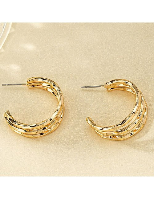 Ажурные многослойные серьги-кольца в золотистом цвете Z48719