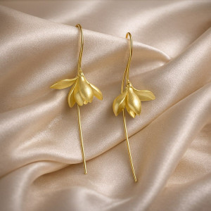 Серьги магнолия медь напыление золотом 1J12480CJJ