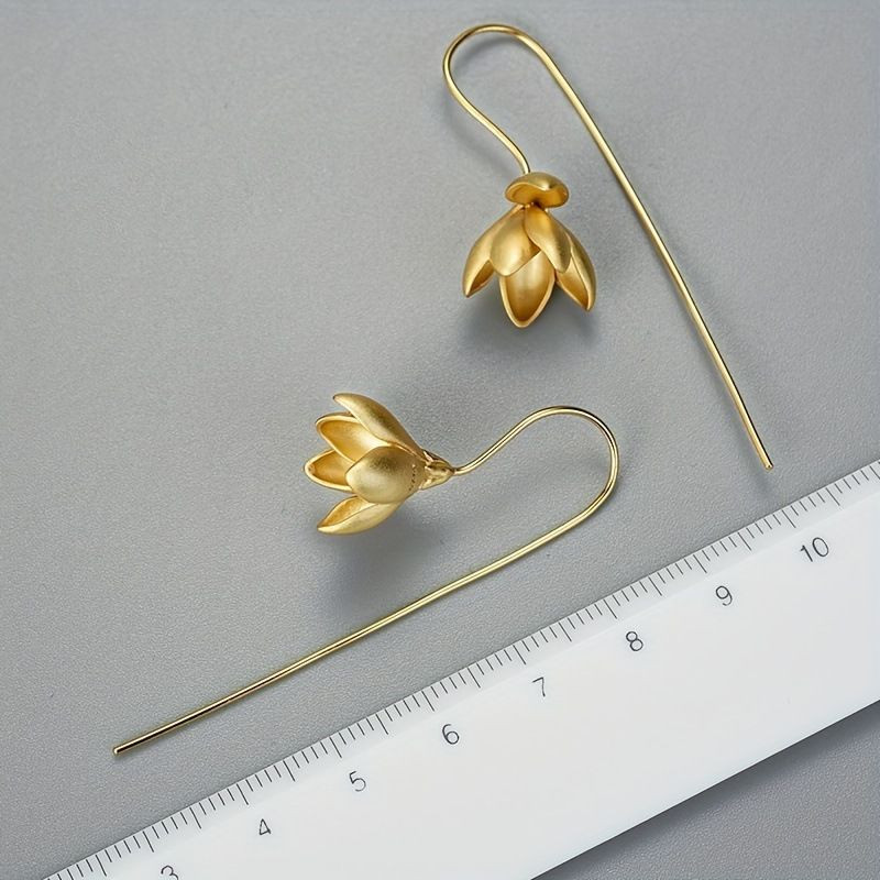 Серьги магнолия медь напыление золотом 1J12480CJJ